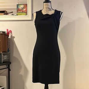 Banana Republic Black Asymmetrical Sheath Midi Dress